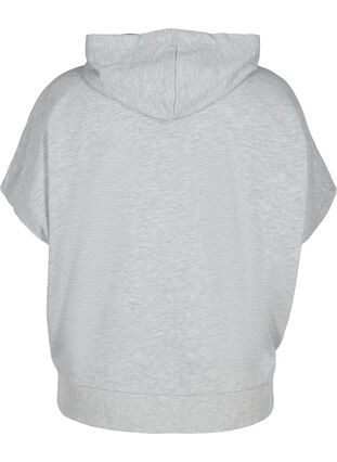 Kortärmad sweatshirt med dragkedja, Light Grey Melange, Packshot image number 1