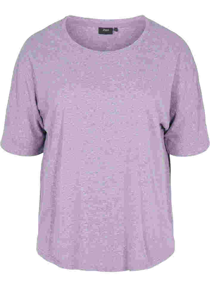 Melerad tröja med korta ärmar, Vintage Violet Mel., Packshot image number 0