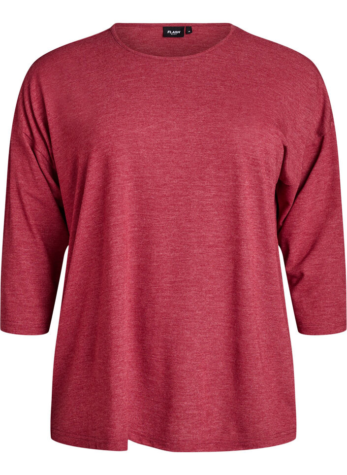 Jerseyblus med 3/4-&auml;rm, R&ouml;d, Packshot image number 0