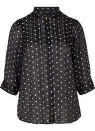 Mönstrad skjorta med 3/4 ärmar, Black Dot