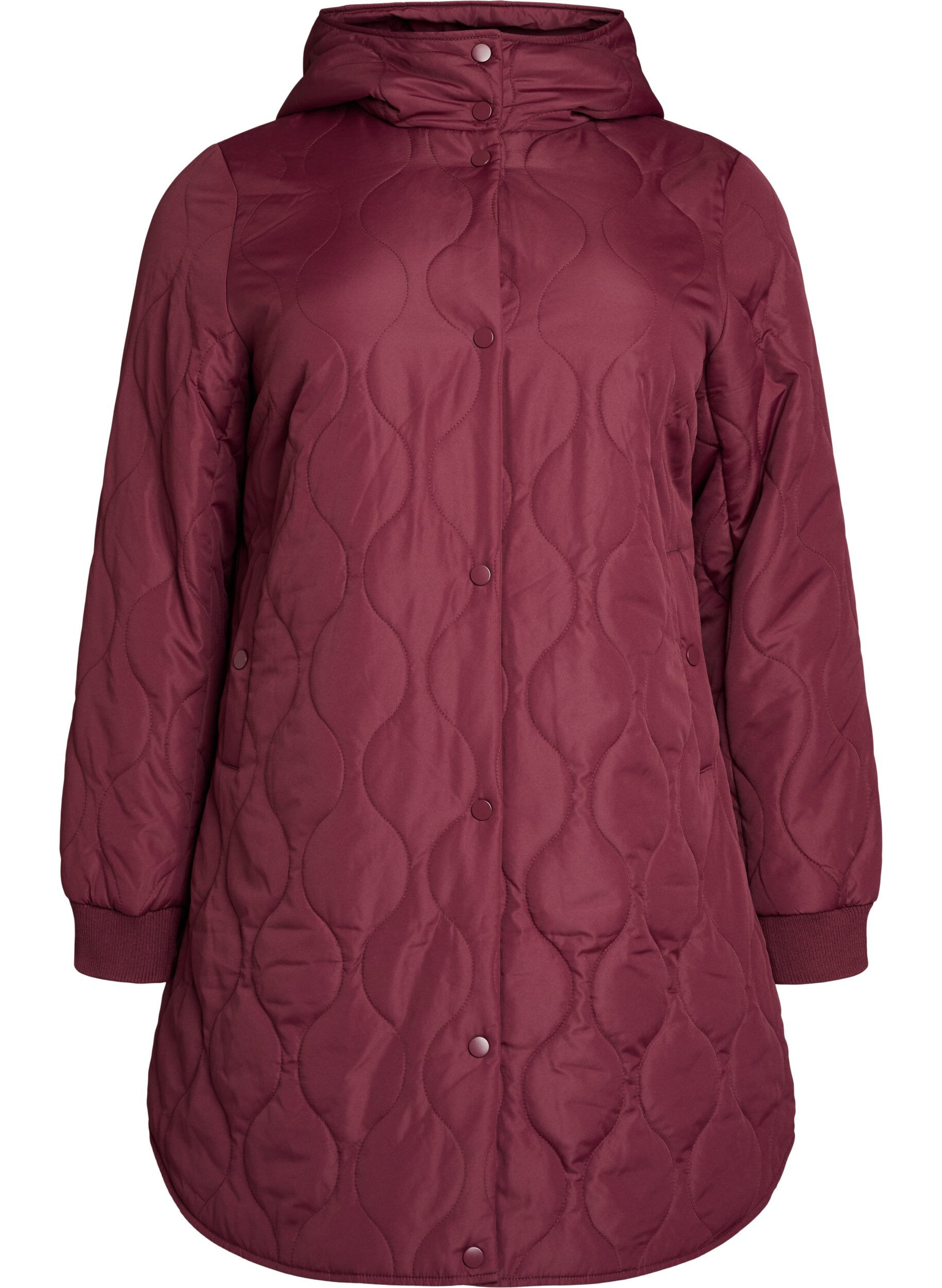 ZizziMell&aring;ng quiltad jacka med huva, 0655, Packshot image number 0