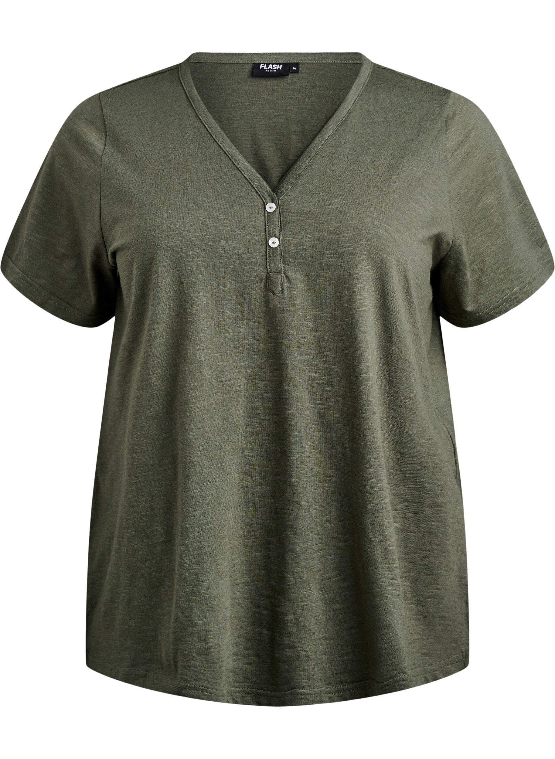 FLASH - T-shirt med knappdetalj