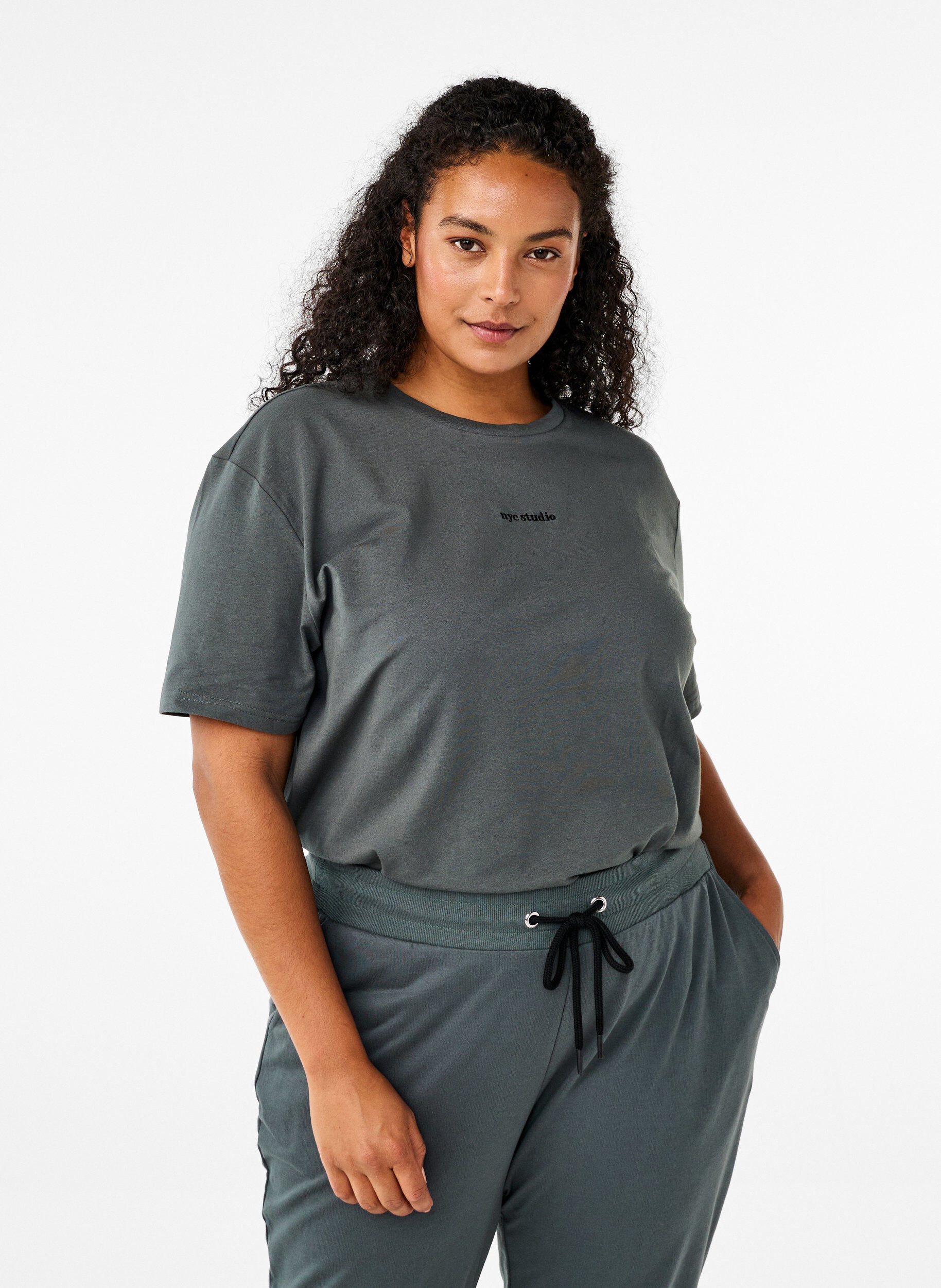 Zizzi Sportig t-shirt i ekologisk bomull, , Model image number 0