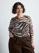Blus i mesh med tryck, Brun, Model image number 0