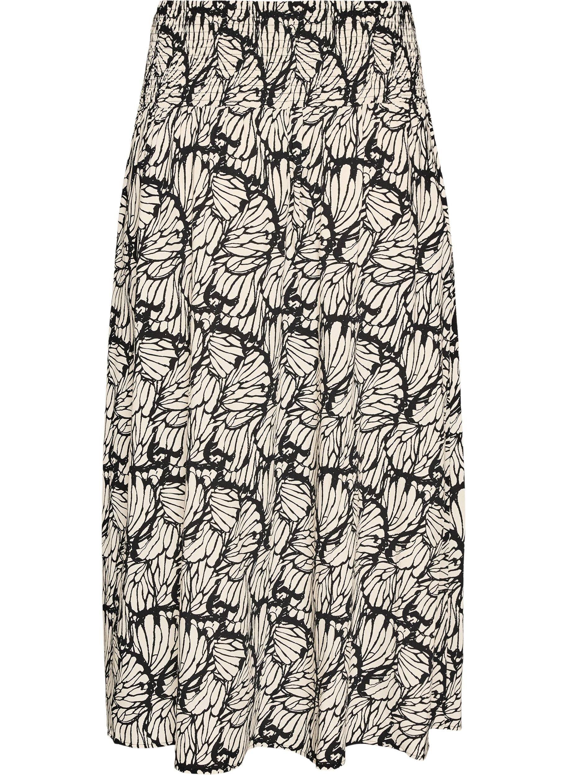 ZizziMaxikjol i viskos med smock, Svart, Packshot image number 1
