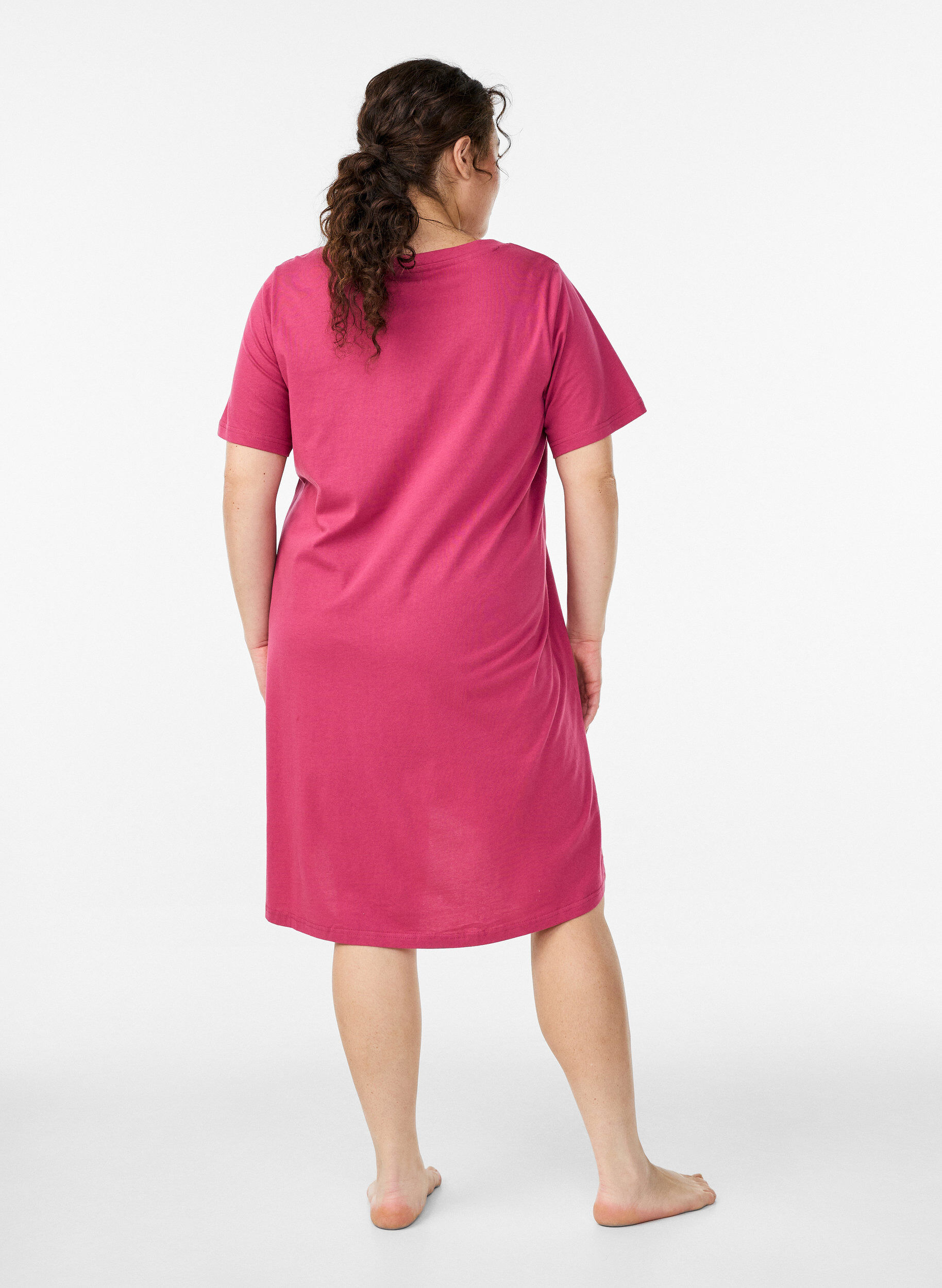 ZizziNattlinne i ekologisk bomull med v-ringning, R&ouml;d, Model image number 1