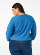 Blus med struktur och 3/4-&auml;rmar, Bl&aring;, Model image number 2