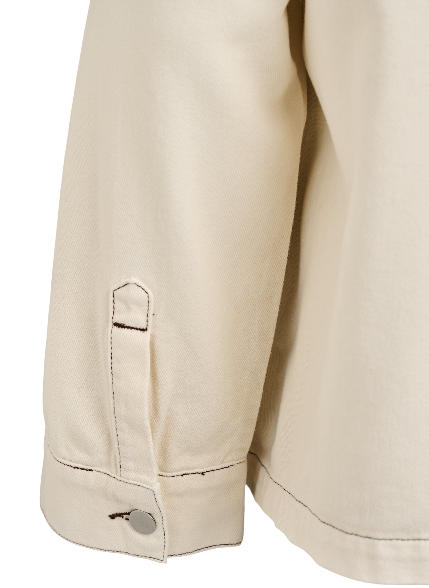 Zizzi F&auml;rgad jeansjacka med kontrastkrage, Vanilla, Packshot image number 4