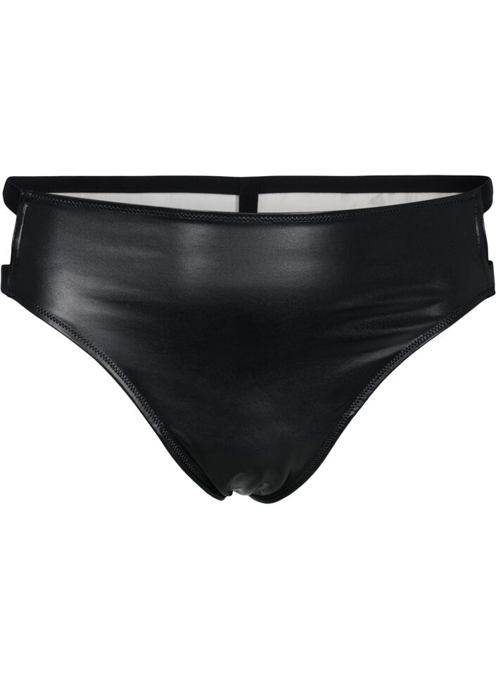 G-string trosor med beläggning och snörning, Black, Packshot image number 0