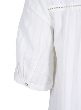 Randig klänning i viskos med spetsdetaljer, Bright White, Packshot image number 3