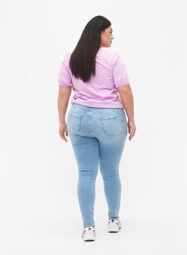 Högmidjade Amy jeans med super slim fit, Light blue, Model image number 1