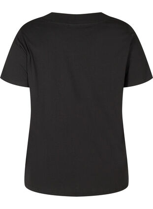 Kortärmad t-shirt med bred ribbad kant vid halsen, Black, Packshot image number 1
