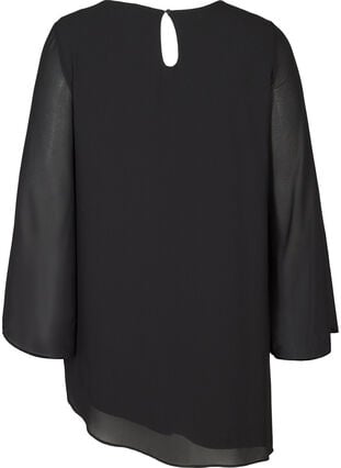 Tunika med asymmetrisk nederdel och paljetter, Black, Packshot image number 1