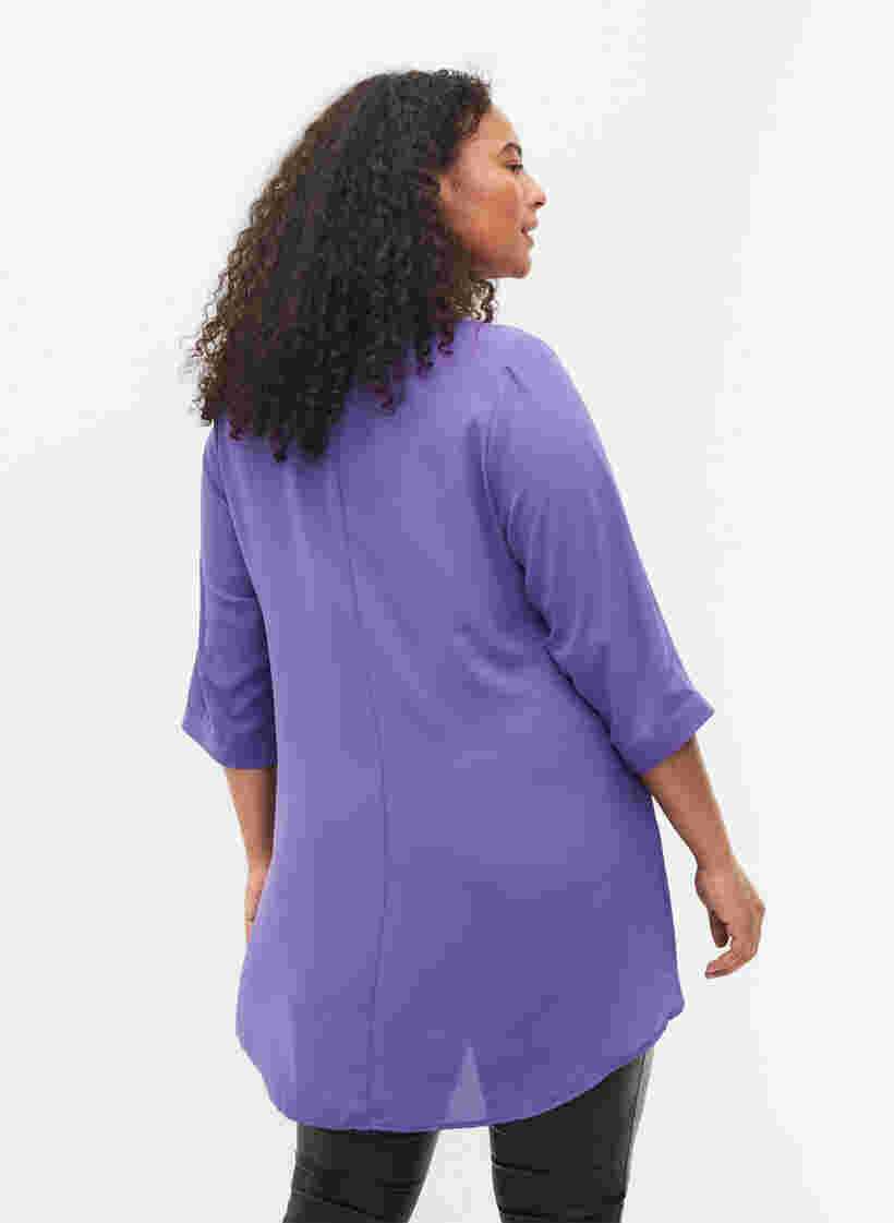 V-ringad blus med 3/4-ärmar, Ultra Violet, Model image number 1