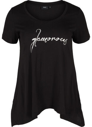 A-linjeformad t-shirt i bomull, Black GLAMOROUS, Packshot image number 0