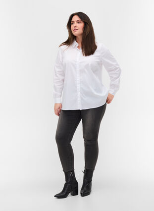 Klassisk skjorta med krage och knappar, Bright White, Model image number 2