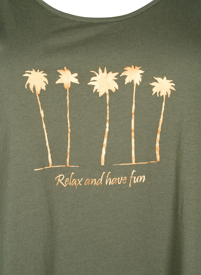 Ärmlös bomullsklänning med a-linjeform, Thyme W. Palm trees, Packshot image number 2