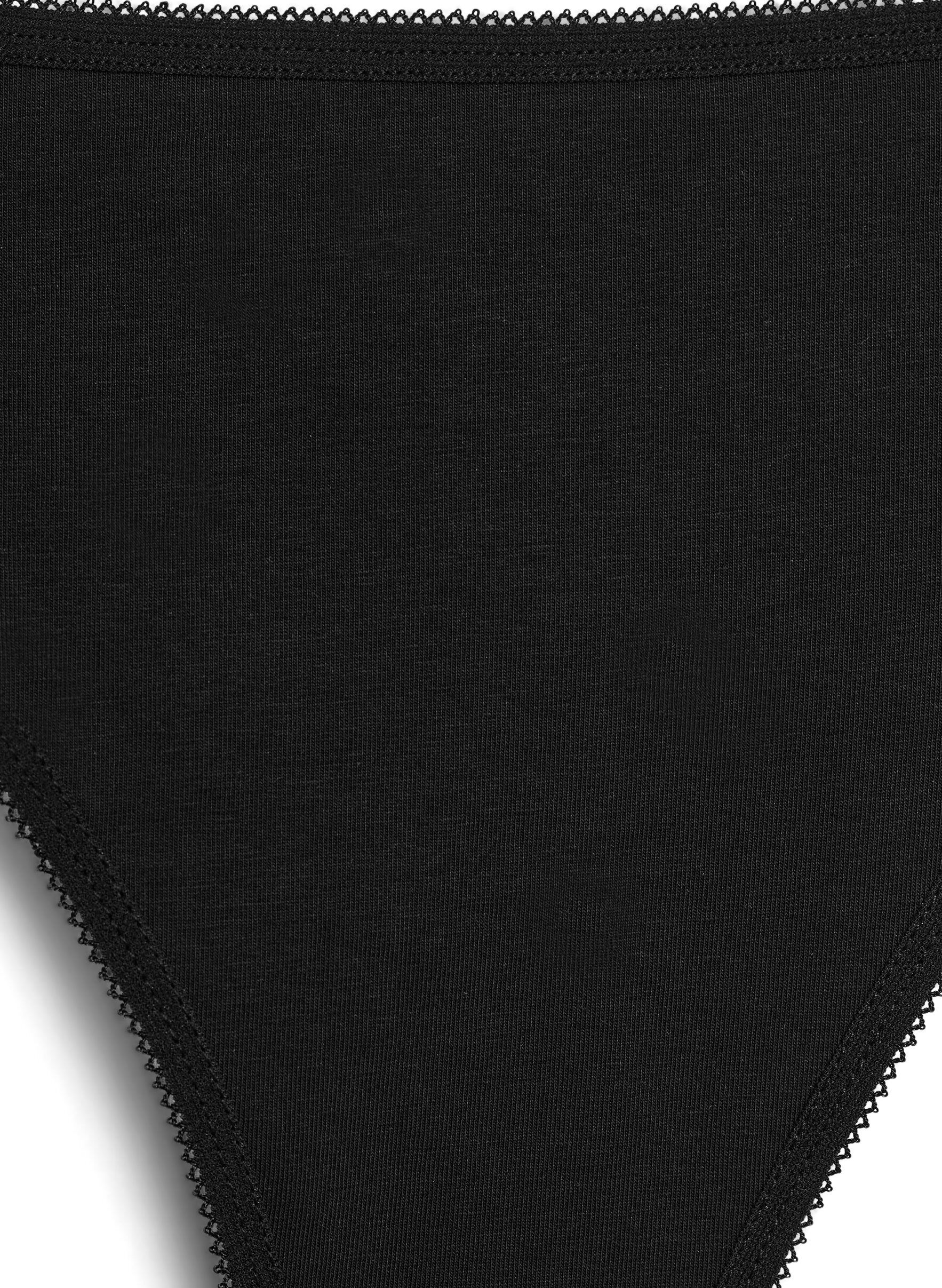 Zizzi 7-pack stringtrosor i bomull med l&aring;g midja, Svart, Packshot image number 2