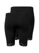 2-pack cykelshorts med spetskant, Black / Black, Packshot image number 1
