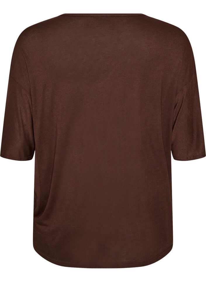 L&ouml;s t-shirt i viskosjersey, Brun, Packshot image number 1