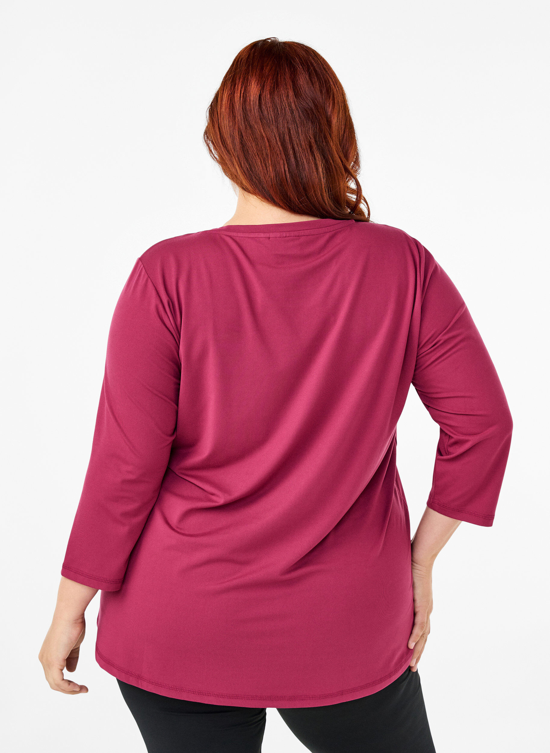 ZizziTr&auml;ningsblus med trekvarts&auml;rm, R&ouml;d, Model image number 2