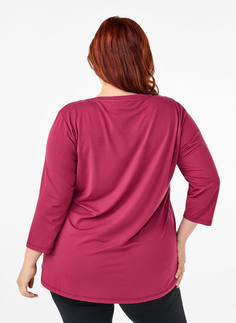 Tr&auml;ningsblus med trekvarts&auml;rm, R&ouml;d, Model image number 2