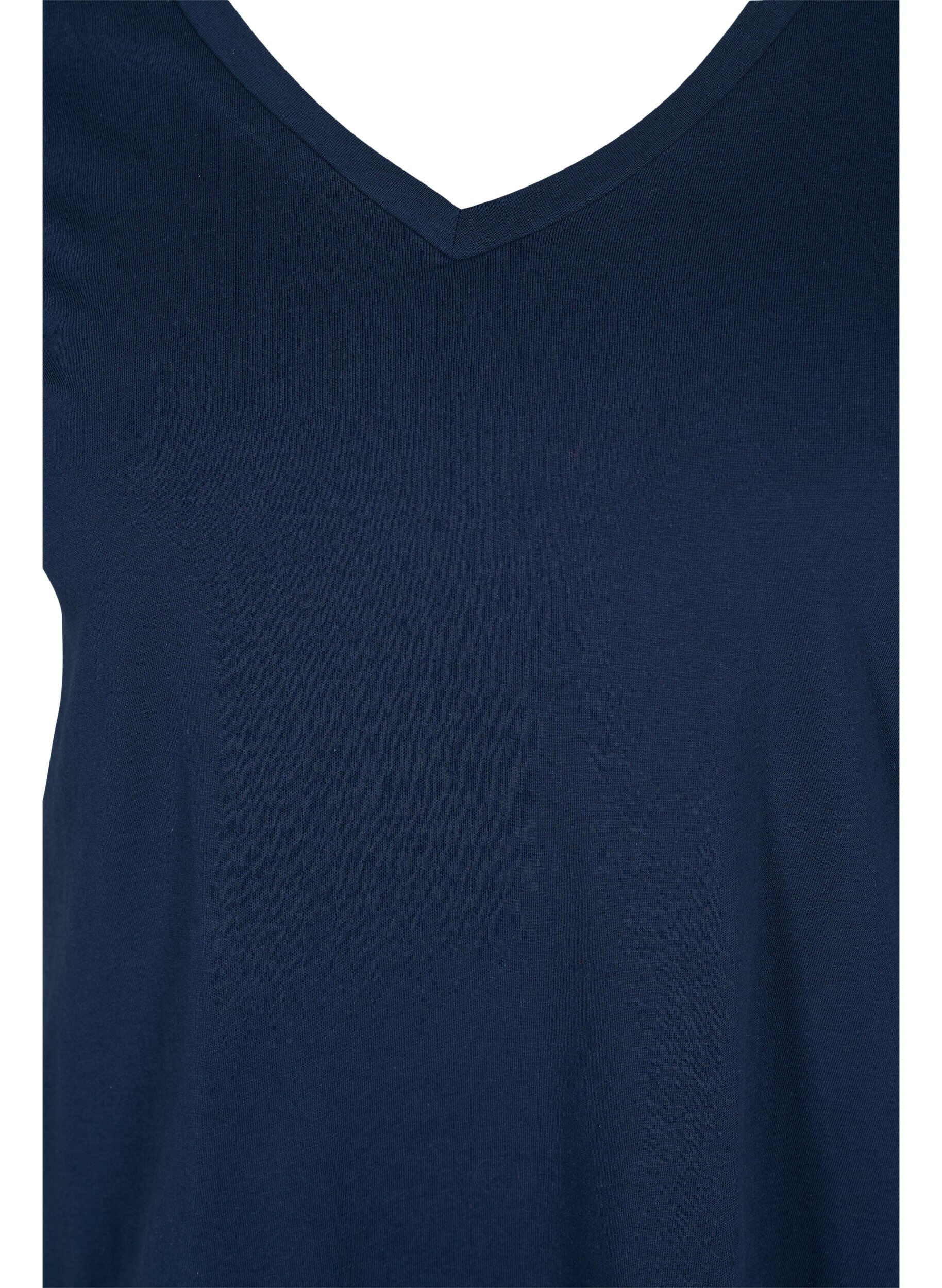 Zizzi 2-pack t-shirt i bomull, Navy B/B White, Packshot image number 2