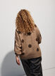 Stickad blus med prickigt m&ouml;nster, Brun, Model image number 3
