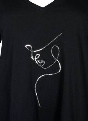 T-shirt i bomull med paljetter, Black W. Face, Packshot image number 2