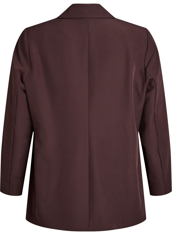 Klassisk blazer med kn&auml;ppning, Brun, Packshot image number 1