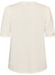 Blus med knappdetalj och korta puff&auml;rmar, Beige, Packshot image number 1