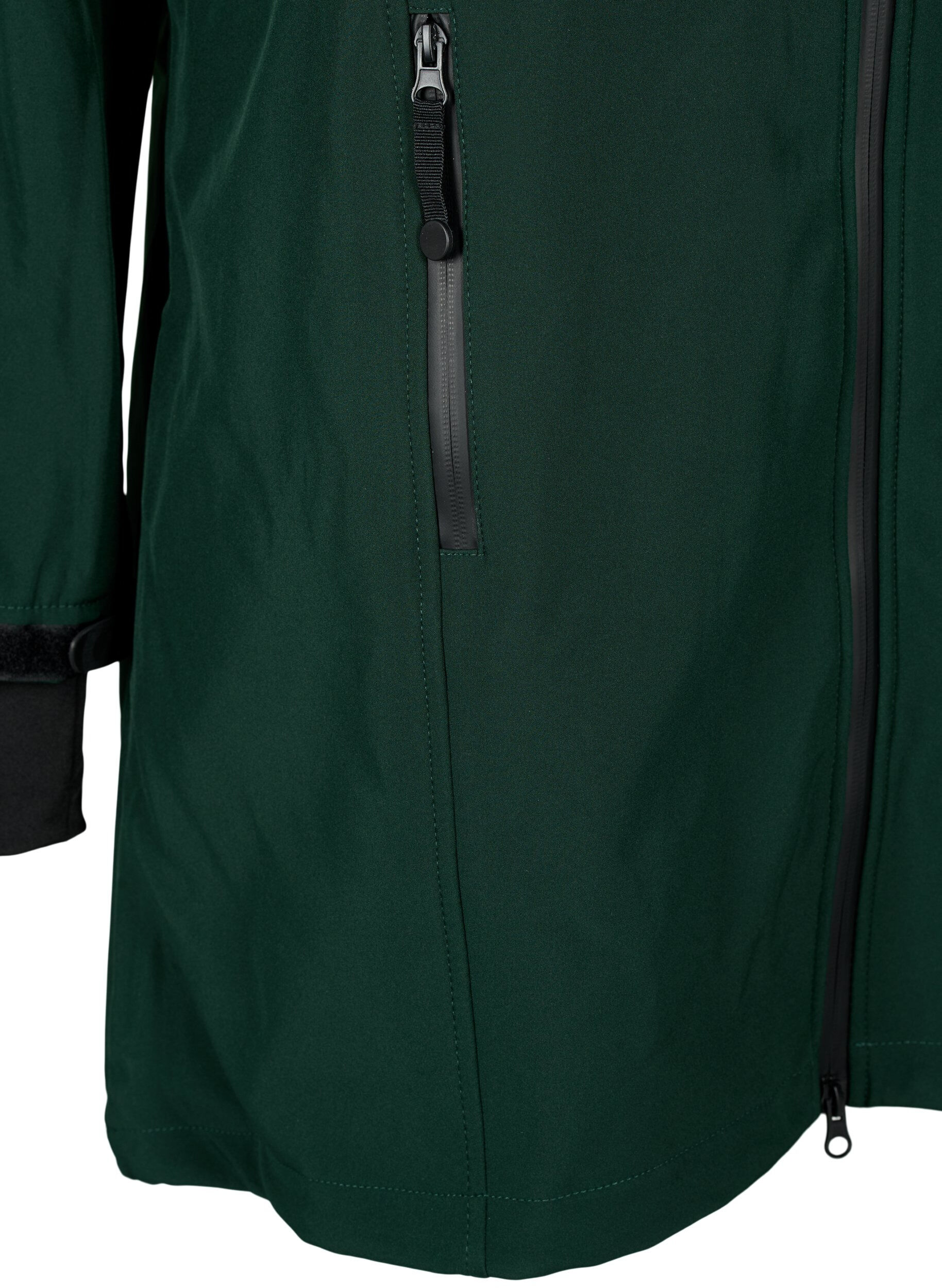 ZizziSoftshelljacka med avtagbar huva, Gr&ouml;n, Packshot image number 3