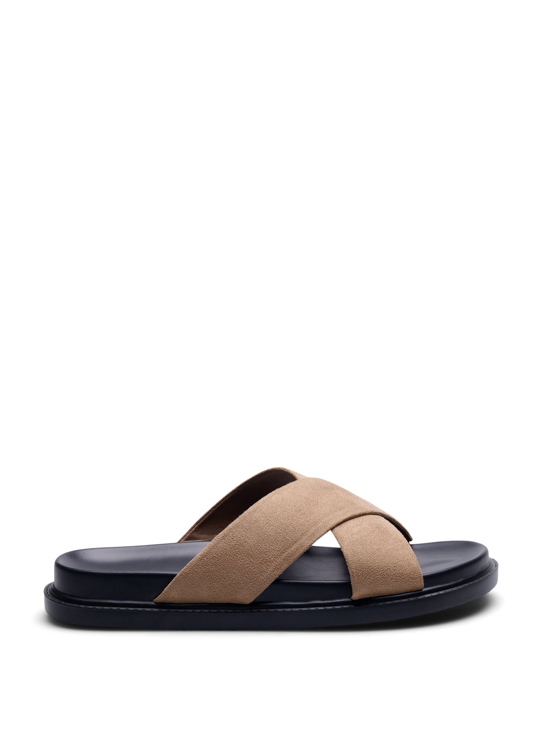 Zizzi Sandal i mockaimitation med korsade remmar, Woodsmoke, Packshot image number 0