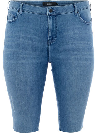 Figurnära jeansshorts, Dark blue denim, Packshot image number 0
