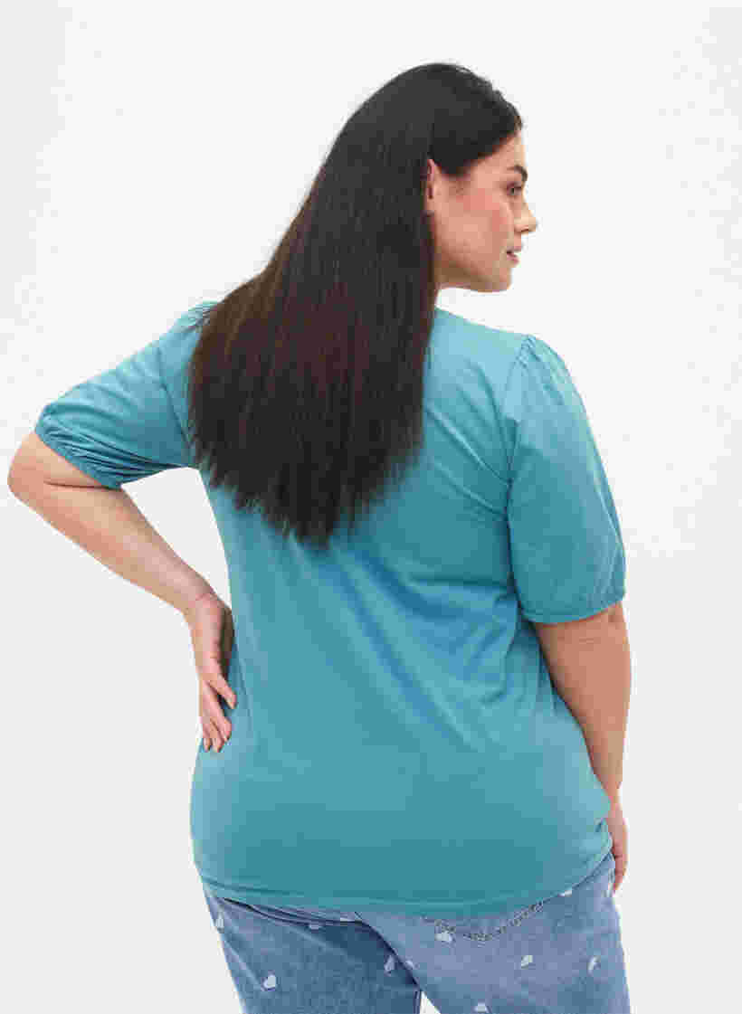 T-shirt i bomull med 2/4-ärmar, Brittany Blue, Model image number 1