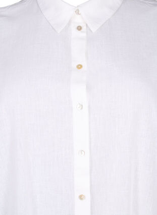 Lång skjorta i bomullsblandning med linne, Bright White, Packshot image number 2