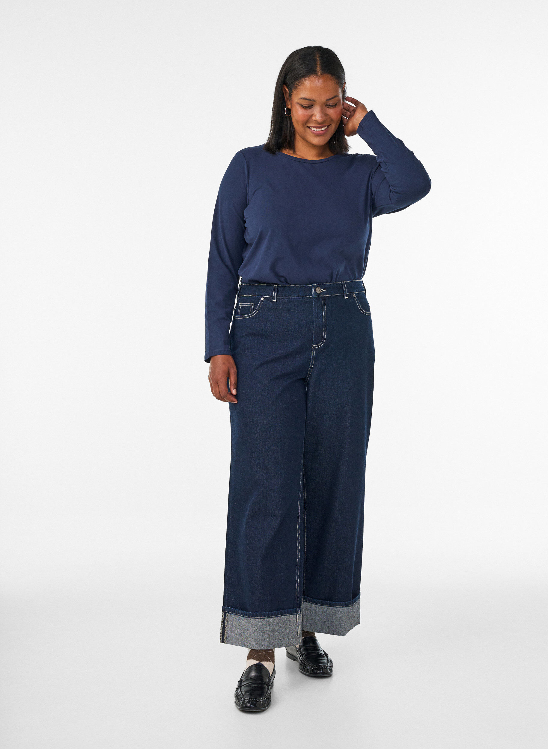 ZizziBaslinne i jersey med l&aring;nga &auml;rmar, Bl&aring;, Model image number 1