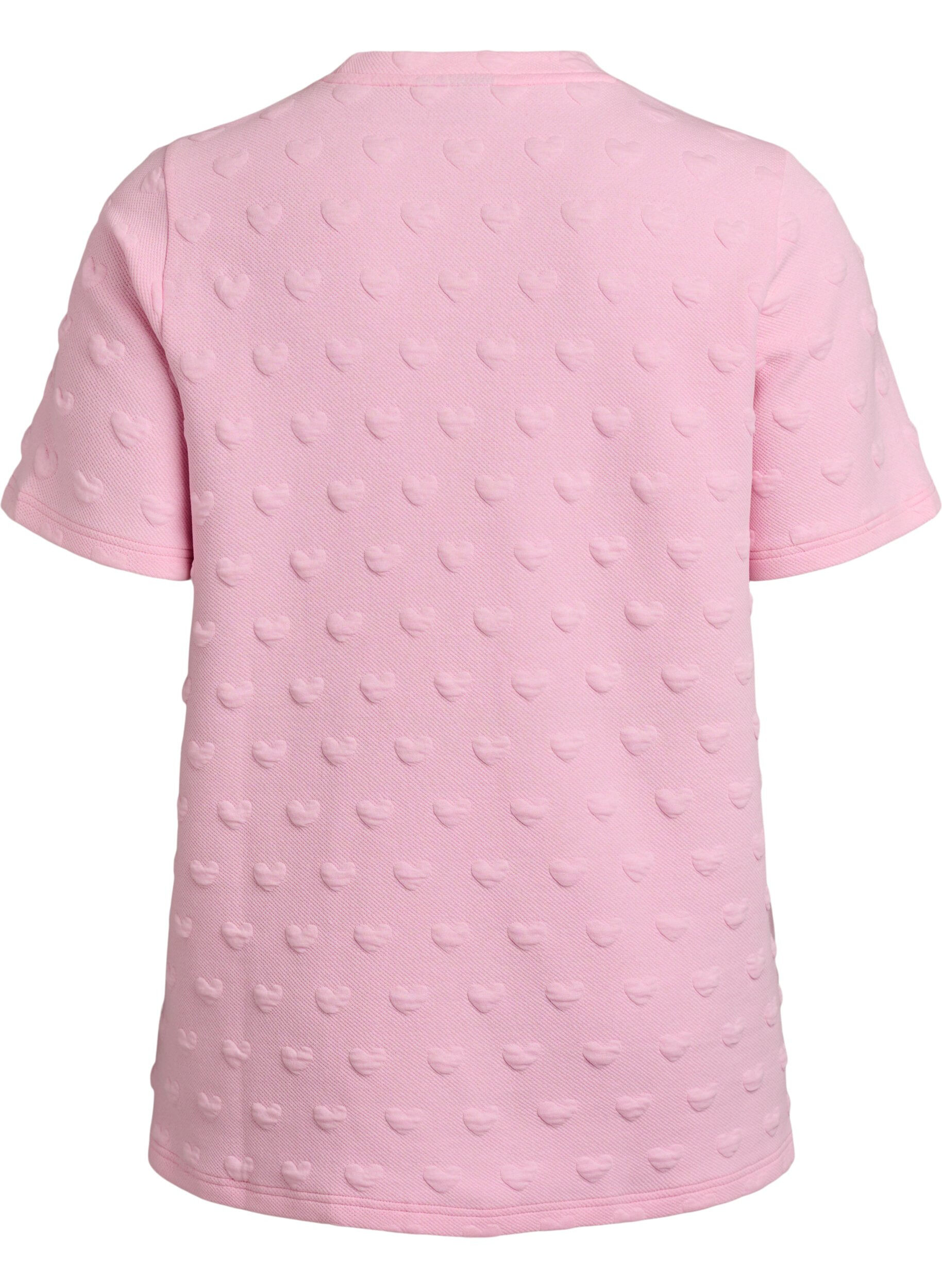 Zizzi T-shirt i pr&auml;glad bomullsjersey, Rosa, Packshot image number 1