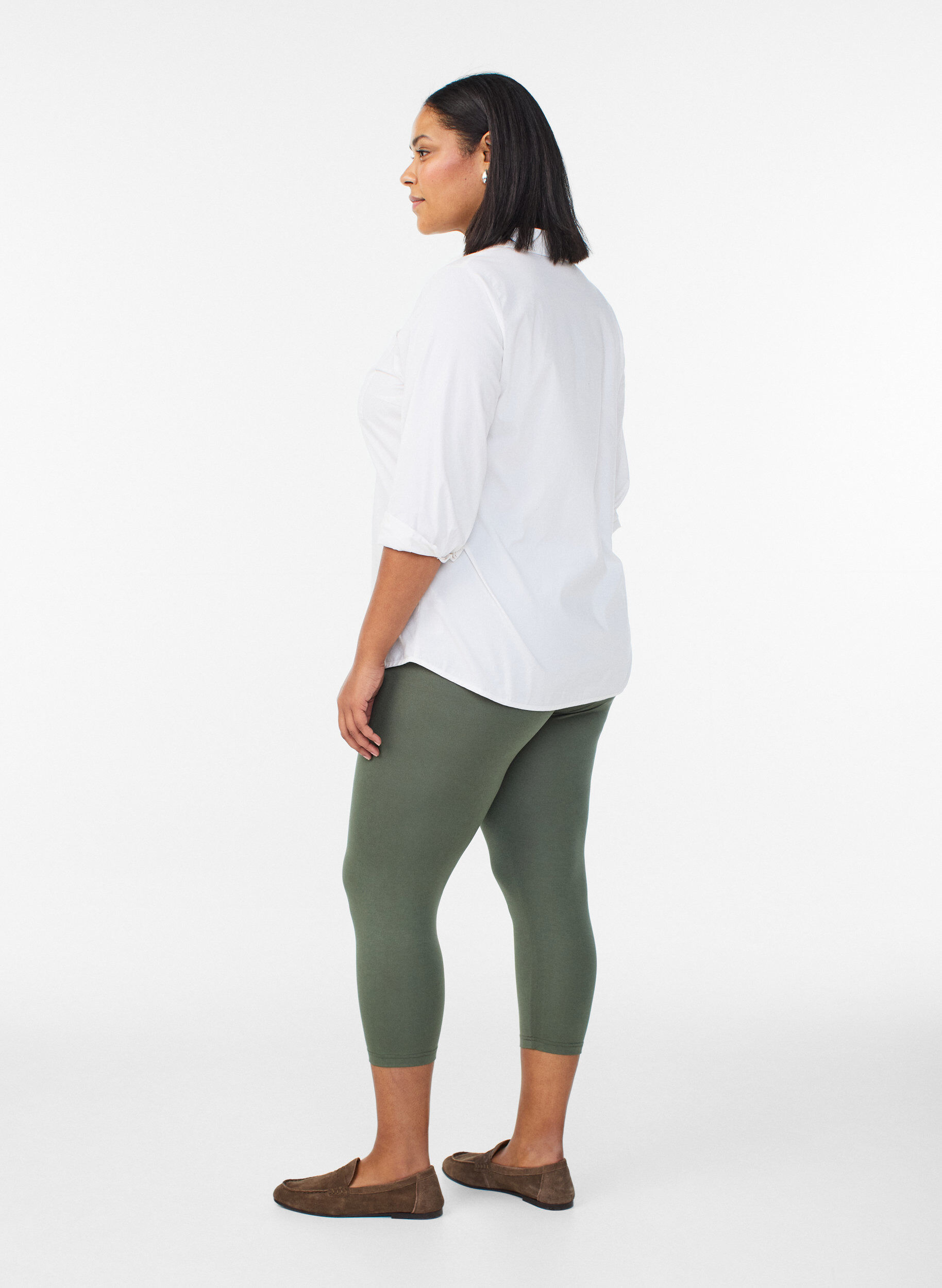 Zizzi3/4 bas-leggings, Gr&ouml;n, Model image number 2