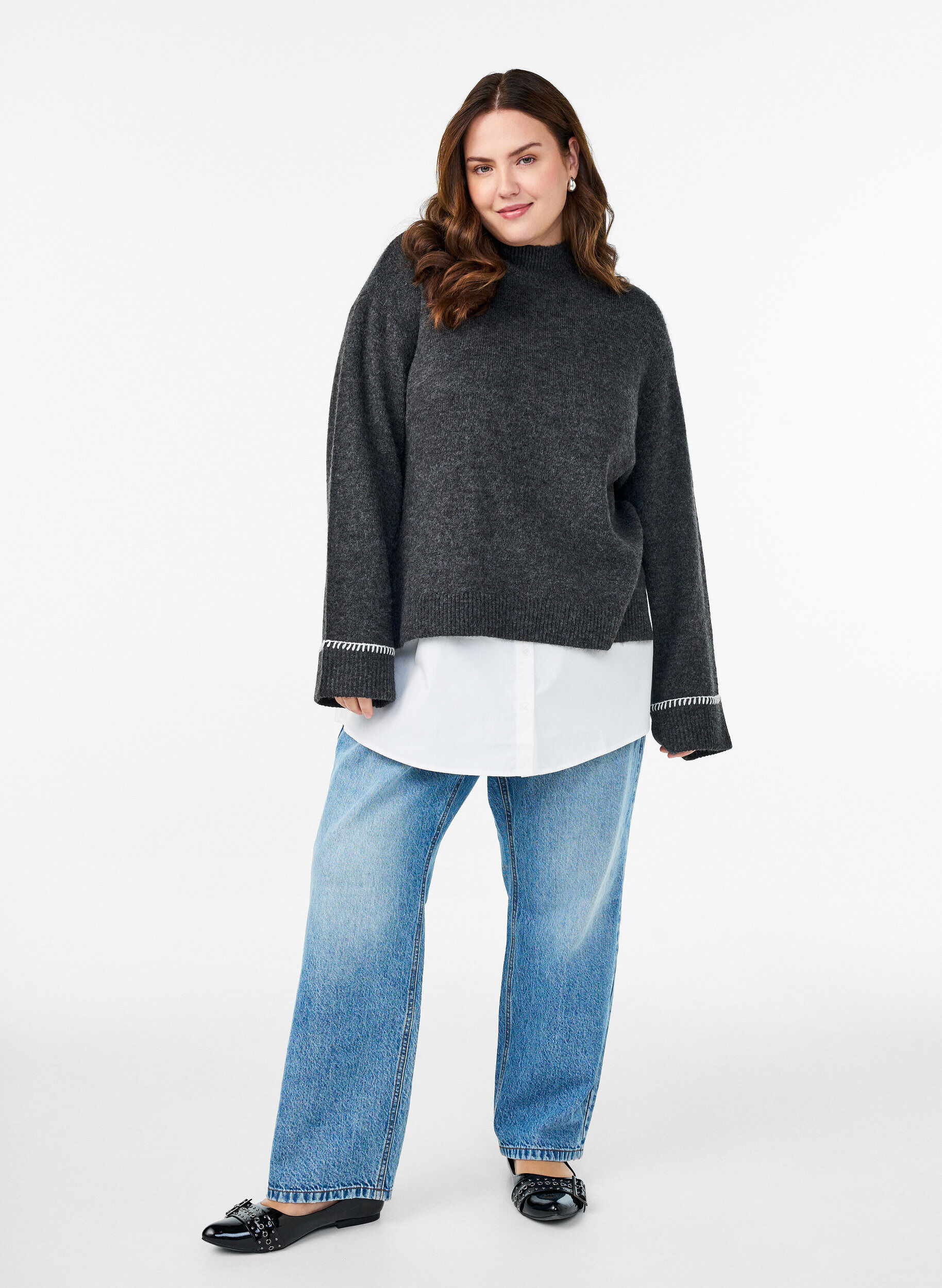 Zizzi Skjortf&ouml;rl&auml;ngare i 100% bomull, Vit, Model image number 1