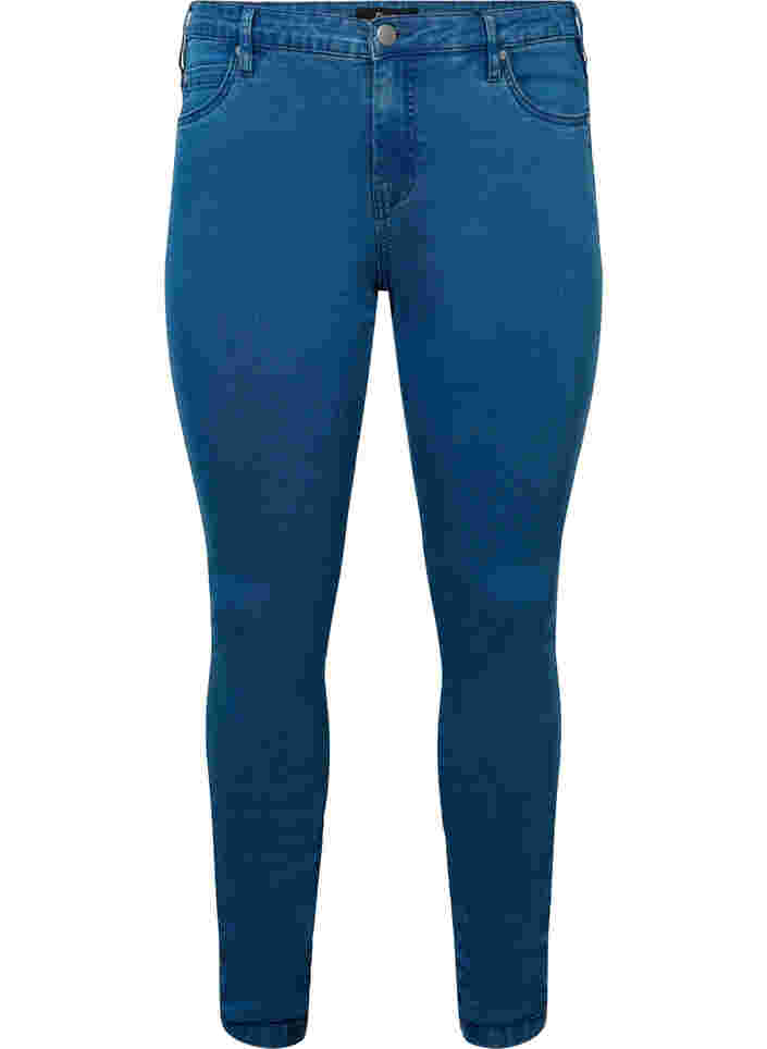 Super slim Amy jeans med hög midja, Mid Blue, Packshot image number 0