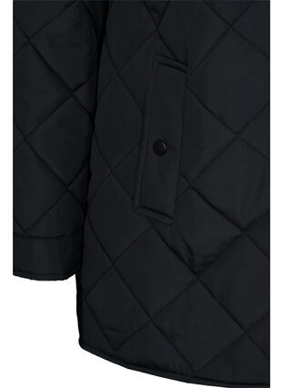 Kort quiltad jacka med krage, Black, Packshot image number 3