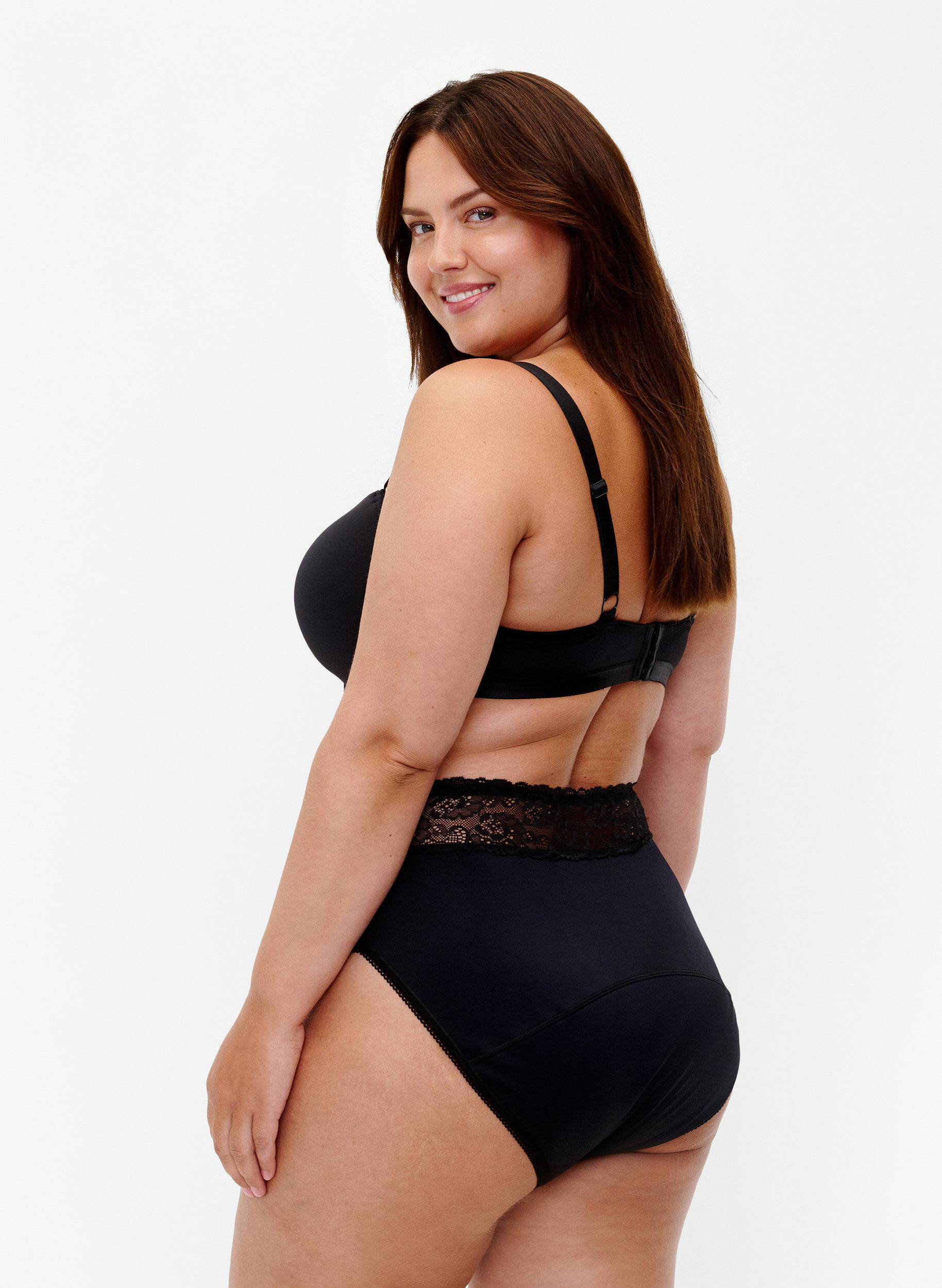 Zizzi Menstrosor med spets, Svart, Model image number 1