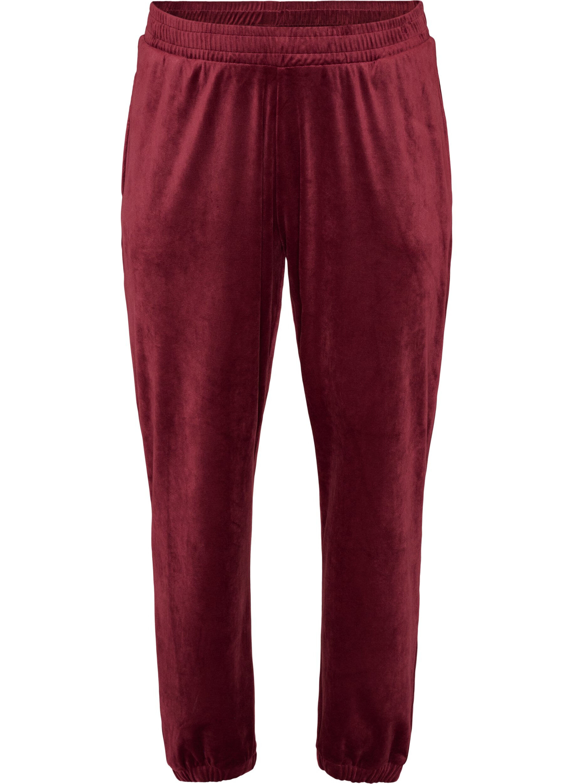 ZizziL&ouml;sa byxor i velour, R&ouml;d, Packshot image number 0