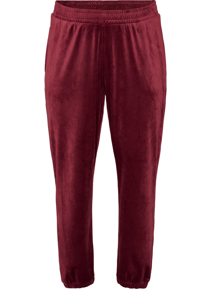 L&ouml;sa byxor i velour, R&ouml;d, Packshot image number 0