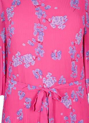 Mönstrad plisserad klänning med knytband, Beetroot Purple AOP, Packshot image number 2