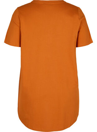 T-shirt i bomull med v-ringad hals och knappar, Autumnal, Packshot image number 1