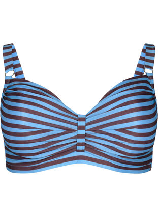 Bikinibehå med bygel och tryck, BlueBrown Stripe AOP, Packshot image number 0