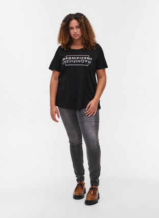 T-shirt i bomull med tryck, Black/Magnificent, Model image number 2