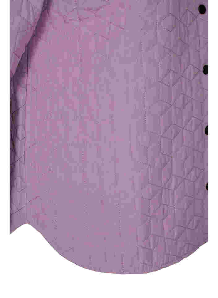 Quiltad jacka med krage och volangkant, Lavender Mist, Packshot image number 3